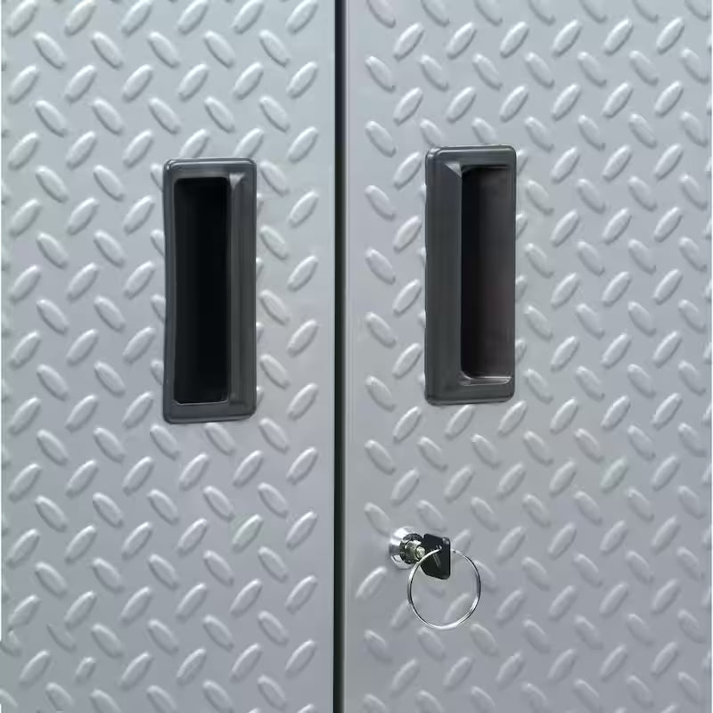 Steel Freestanding Garage Cabinet in Silver Tread I41039
