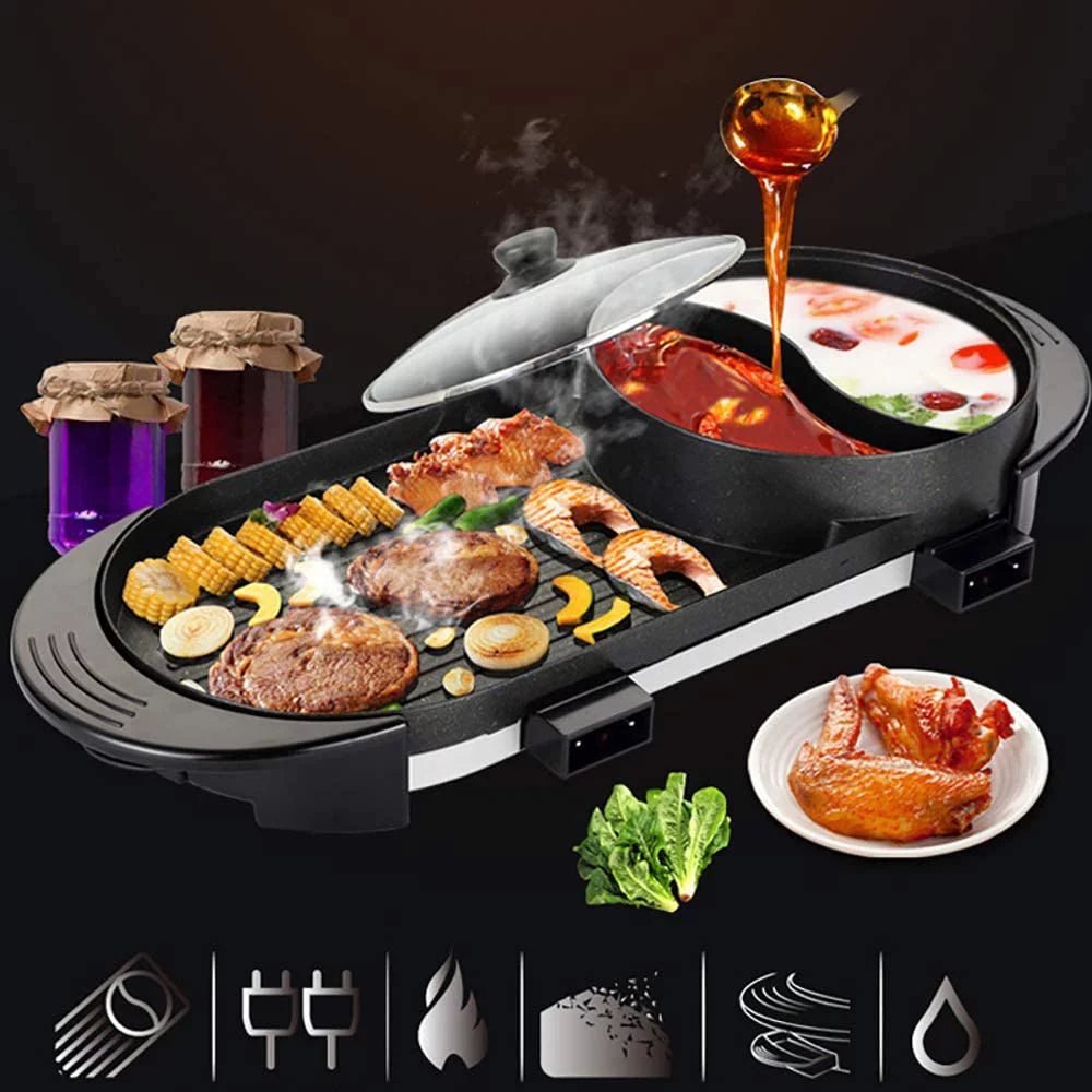 2 In 1 Electric Non-Stick Grill Cooker D9891