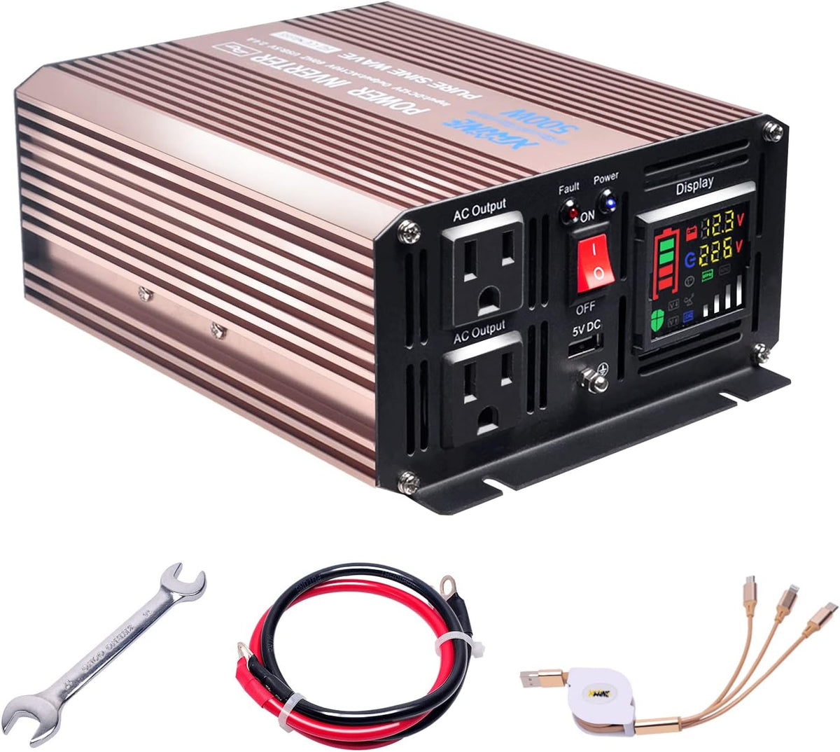 5000 Watts Pure Sine Wave Power Inverter 24V to 110V with Remote Control and LED Display V66935