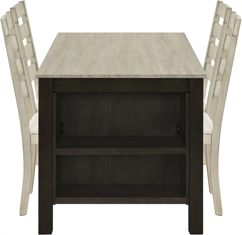 5-Piece Wood Dining Table Set with Padded Chairs S77014