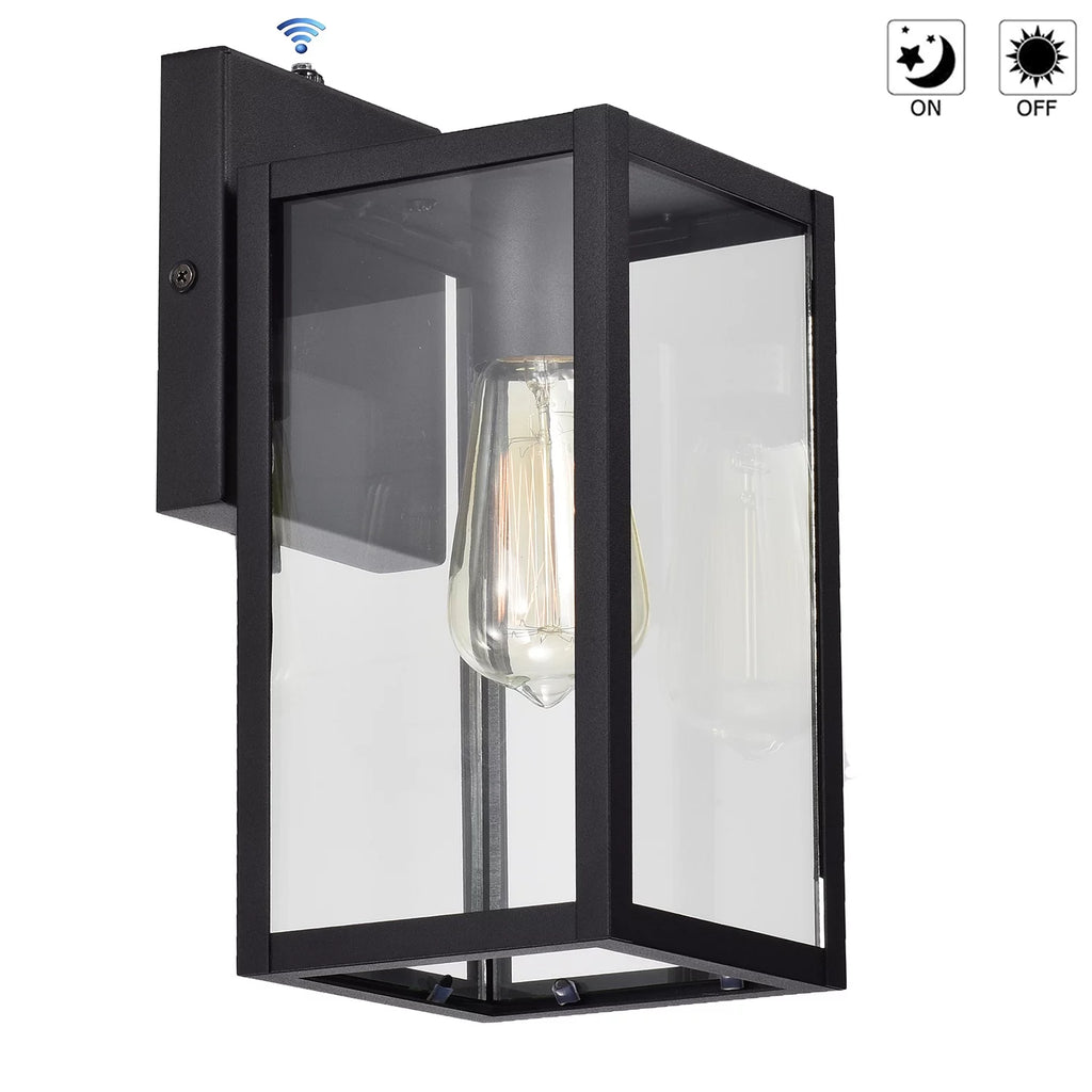 Waterproof Outdoor Wall Light with Seeded Glass, Matte Black X627020