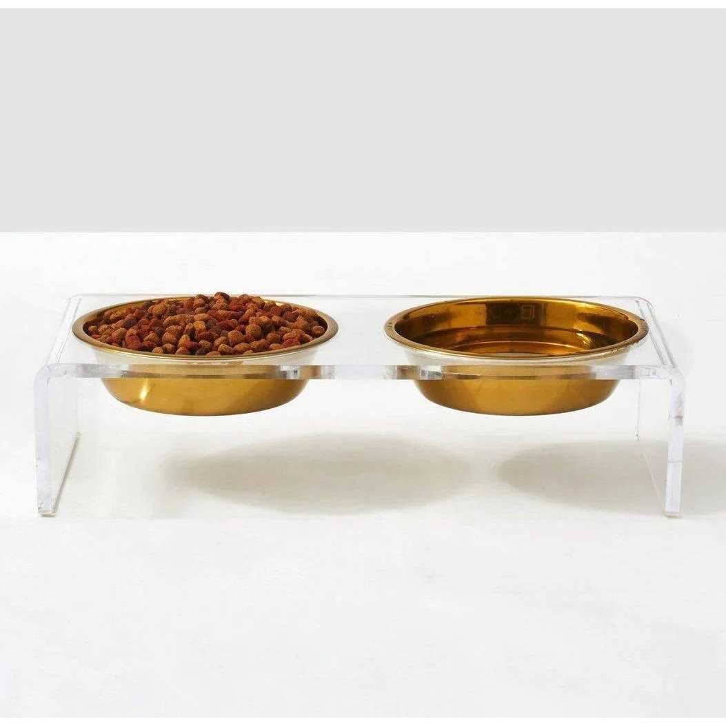Large Clear Double Bowl Pet Feeder K509