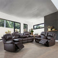 Espresso Faux Leather Recliner Sofa Set Z4087