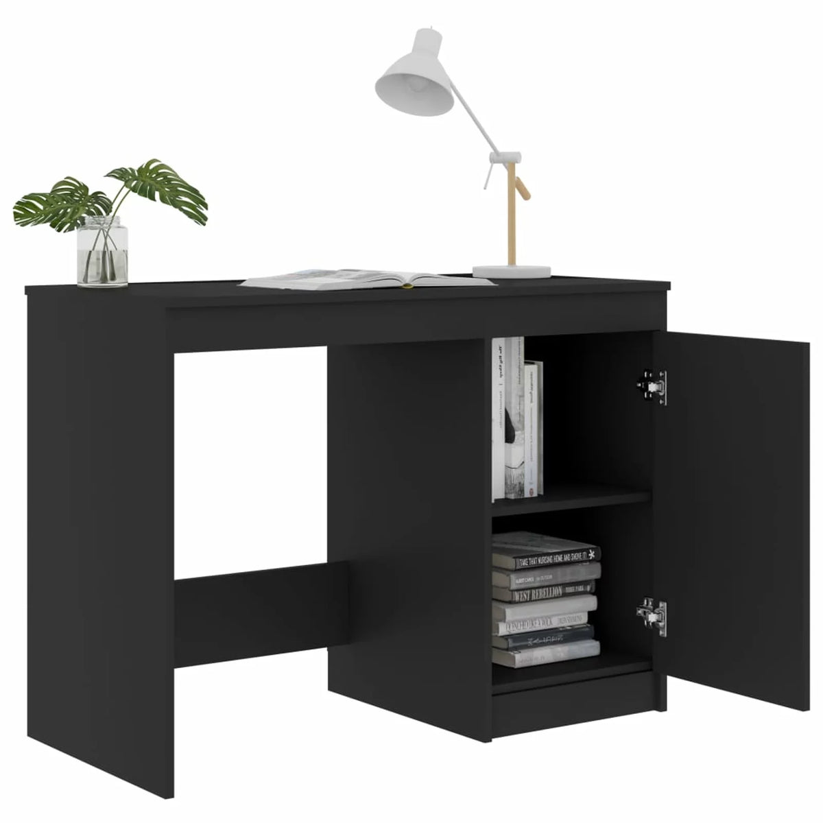Gray Computer Desk with Storage Cabinet J48126