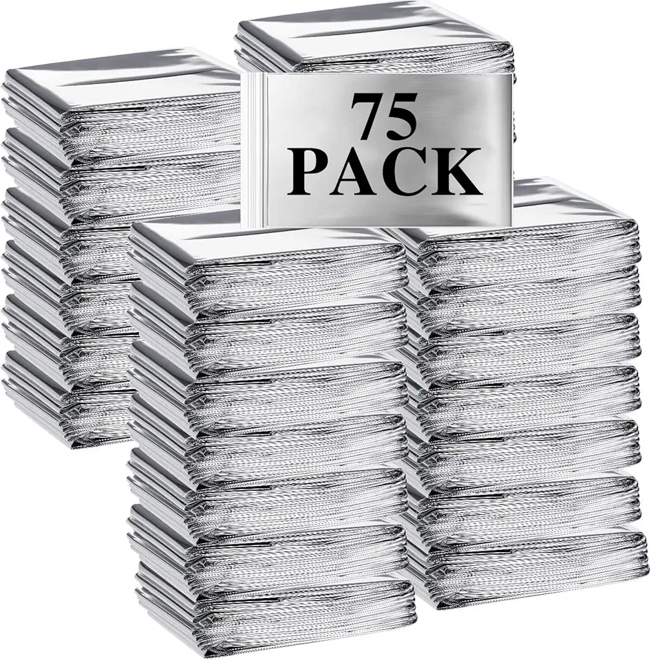 75 Pack Silver Foil Thermal Blankets Q177