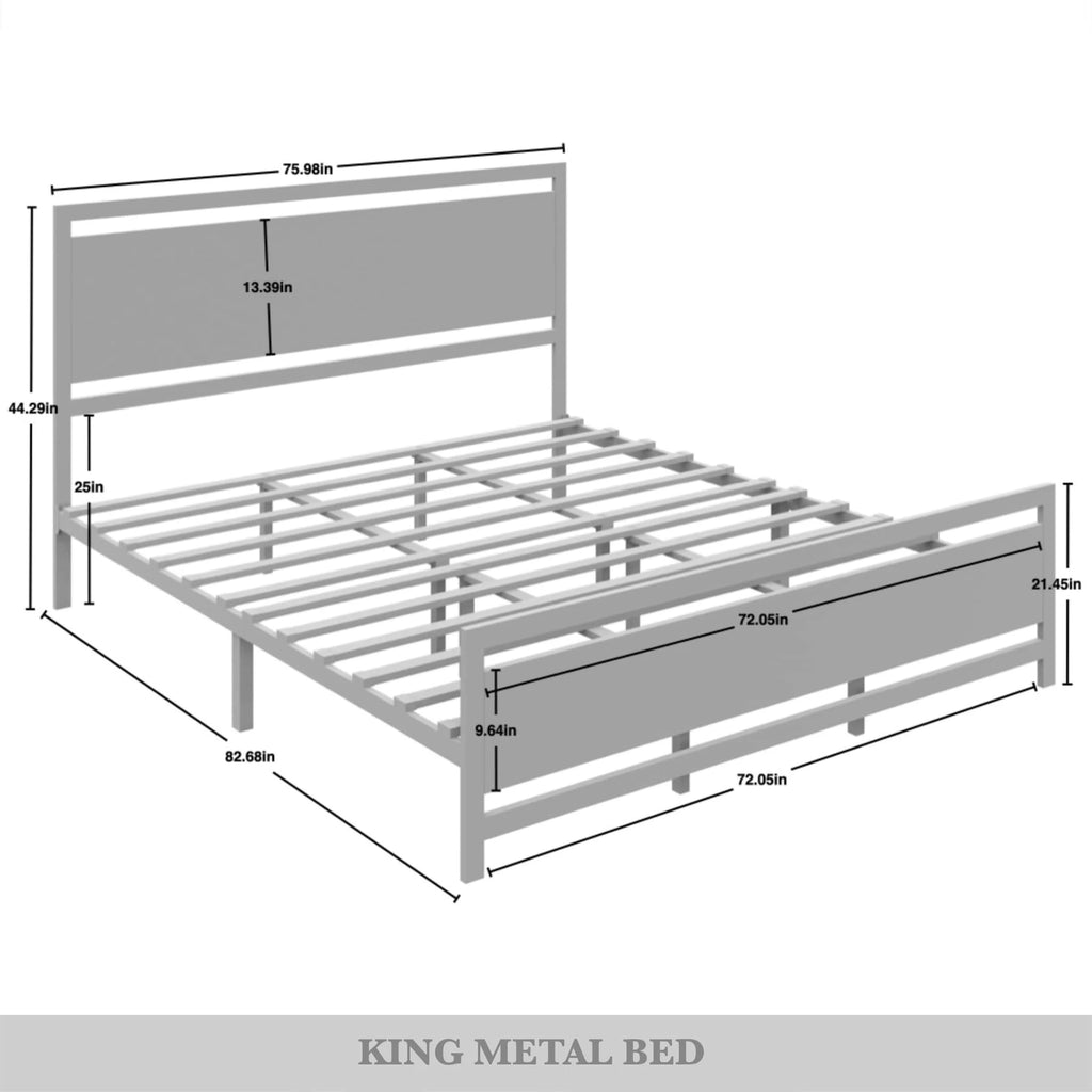 Twin Metal Platform Bed Light Grey S87057