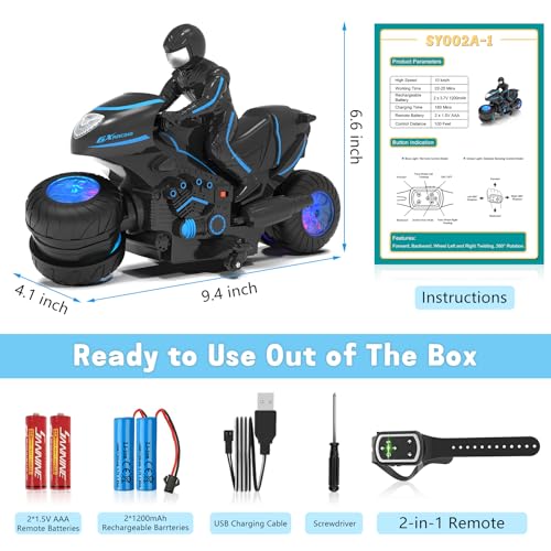 Remote Control Motorcycle Toys with RGB Wheels Lights S457