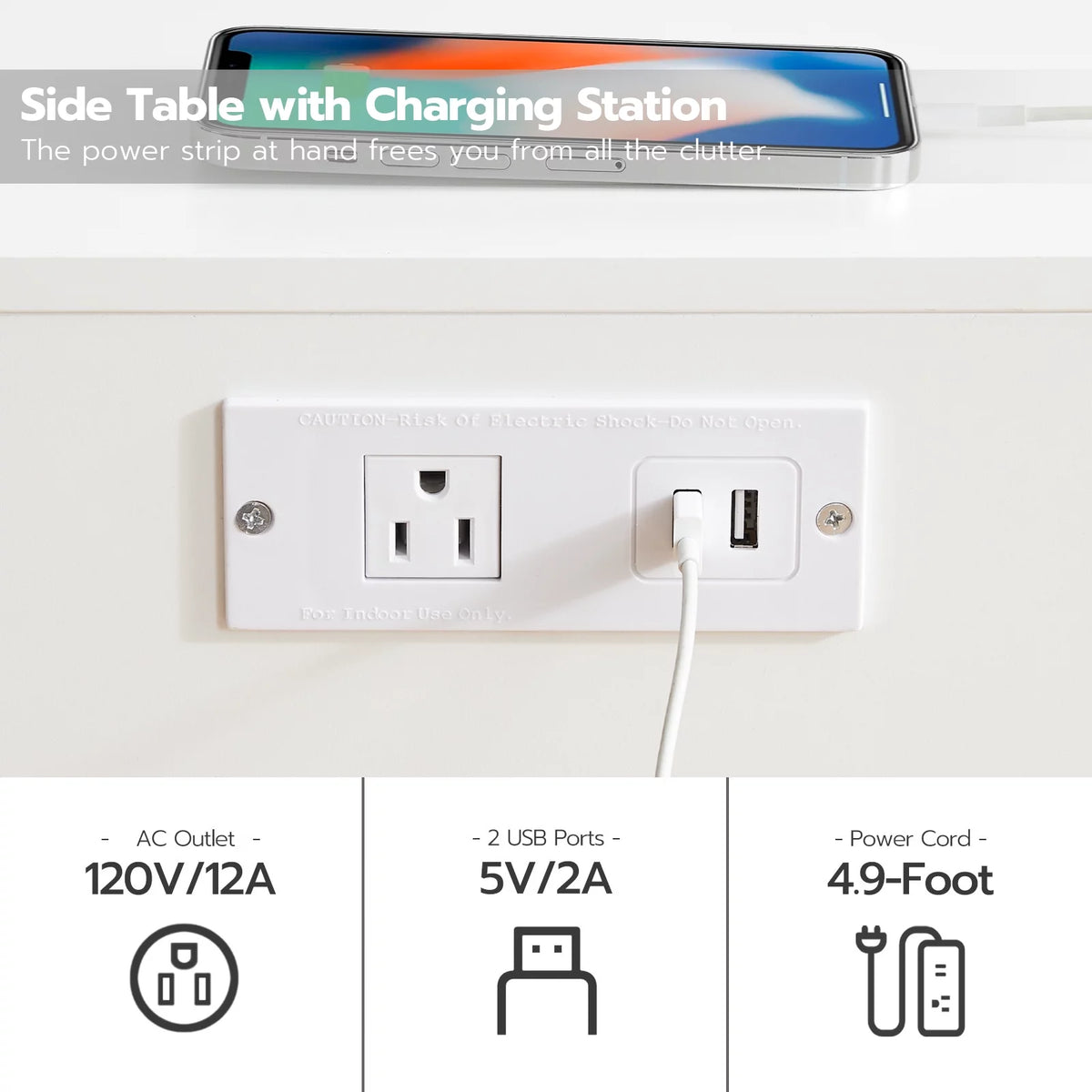 Set of 2 Nightstands with USB Ports and Outlet K4812