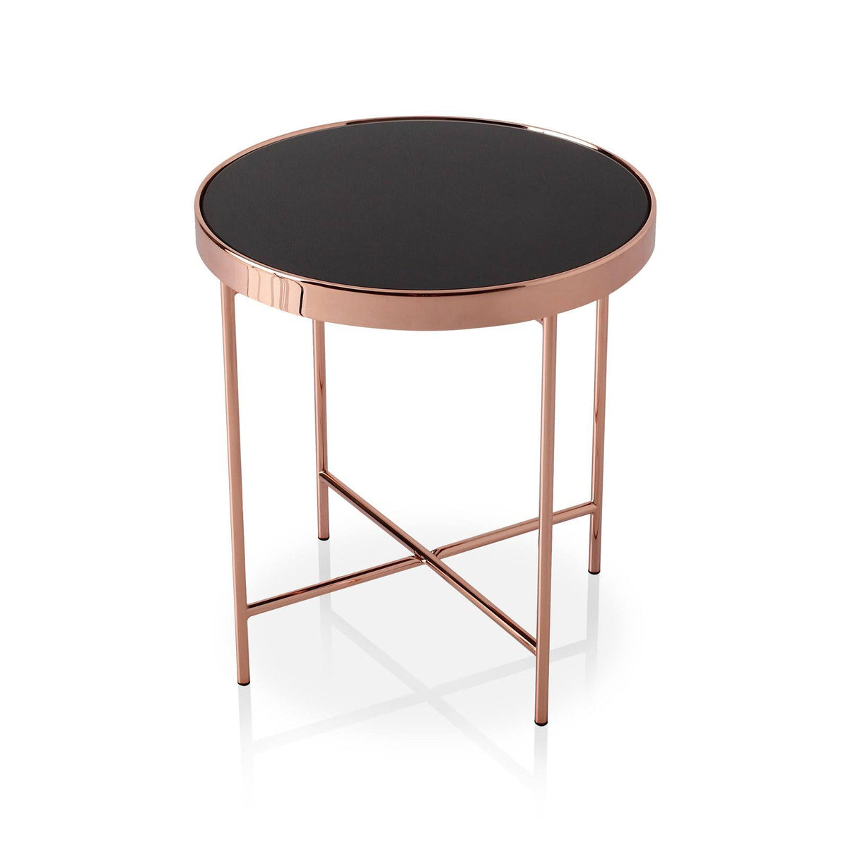 Contemporary Round End Table, Black S1314