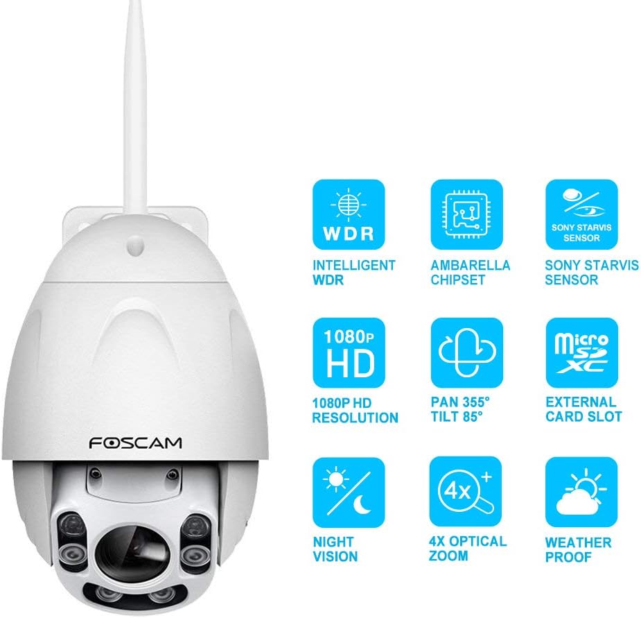 White Outdoor PTZ 4x Optical Zoom HD 1080P WiFi Security Camera P45525