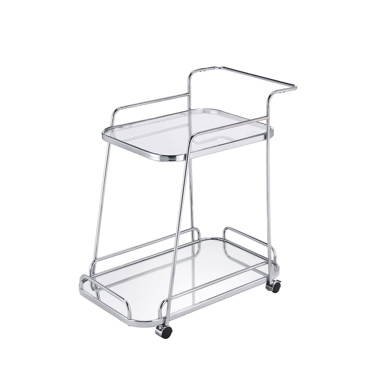 Serving Cart Clear Glass Chrome Finish D928