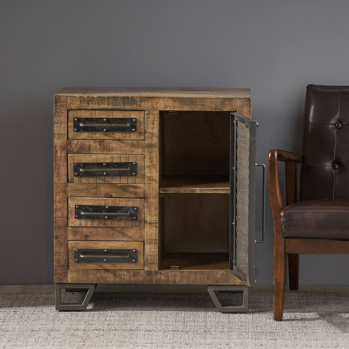 Mango Wood Cabinet with 4 Drawers C4457