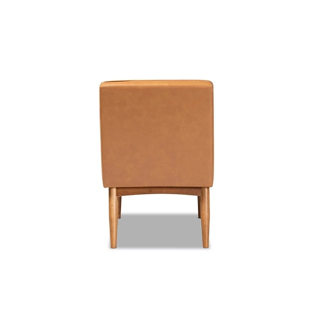 Tan Faux Leather Upholstered Wood Dining Chair A4993