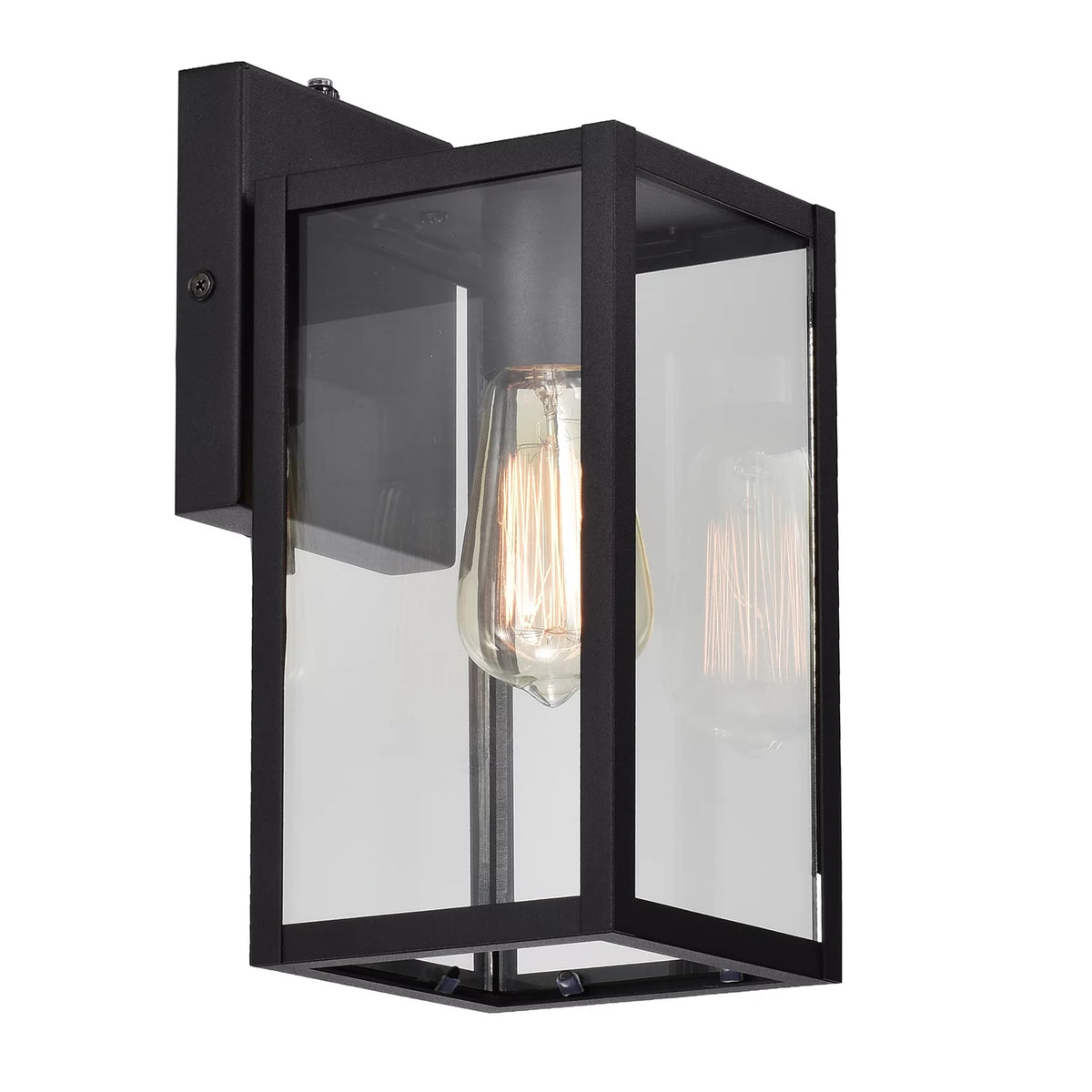 Waterproof Outdoor Wall Light with Seeded Glass, Matte Black X627020