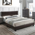Faux Leather Upholstered Bed Brown Queen P60651