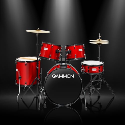 Blue 5-Piece Complete Drum Set with Cymbals, Stands, Stool, and Sticks H8772