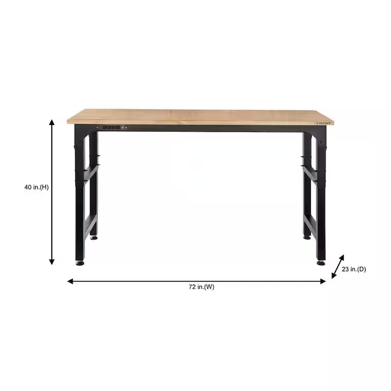 Adjustable Height Solid Wood Top Workbench in Black W4608