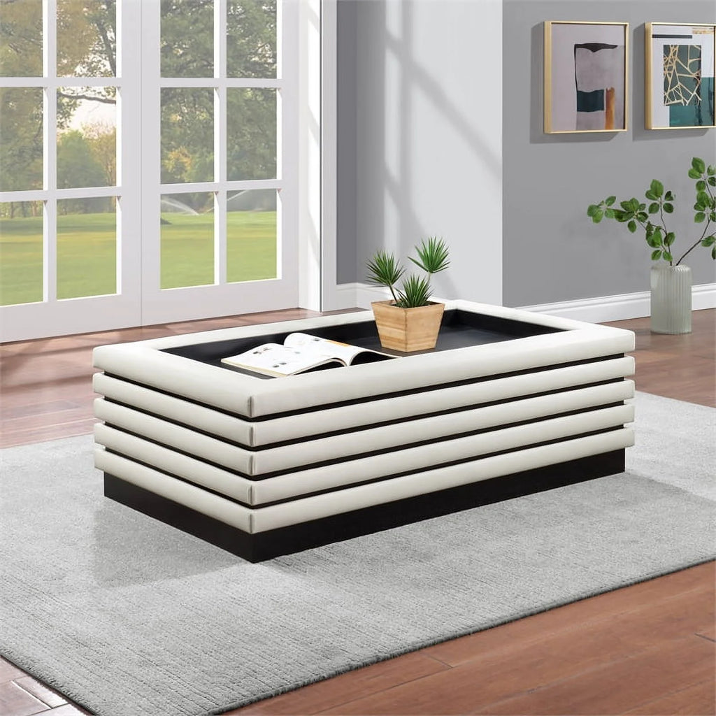 Cream Vegan Leather Coffee Table M540