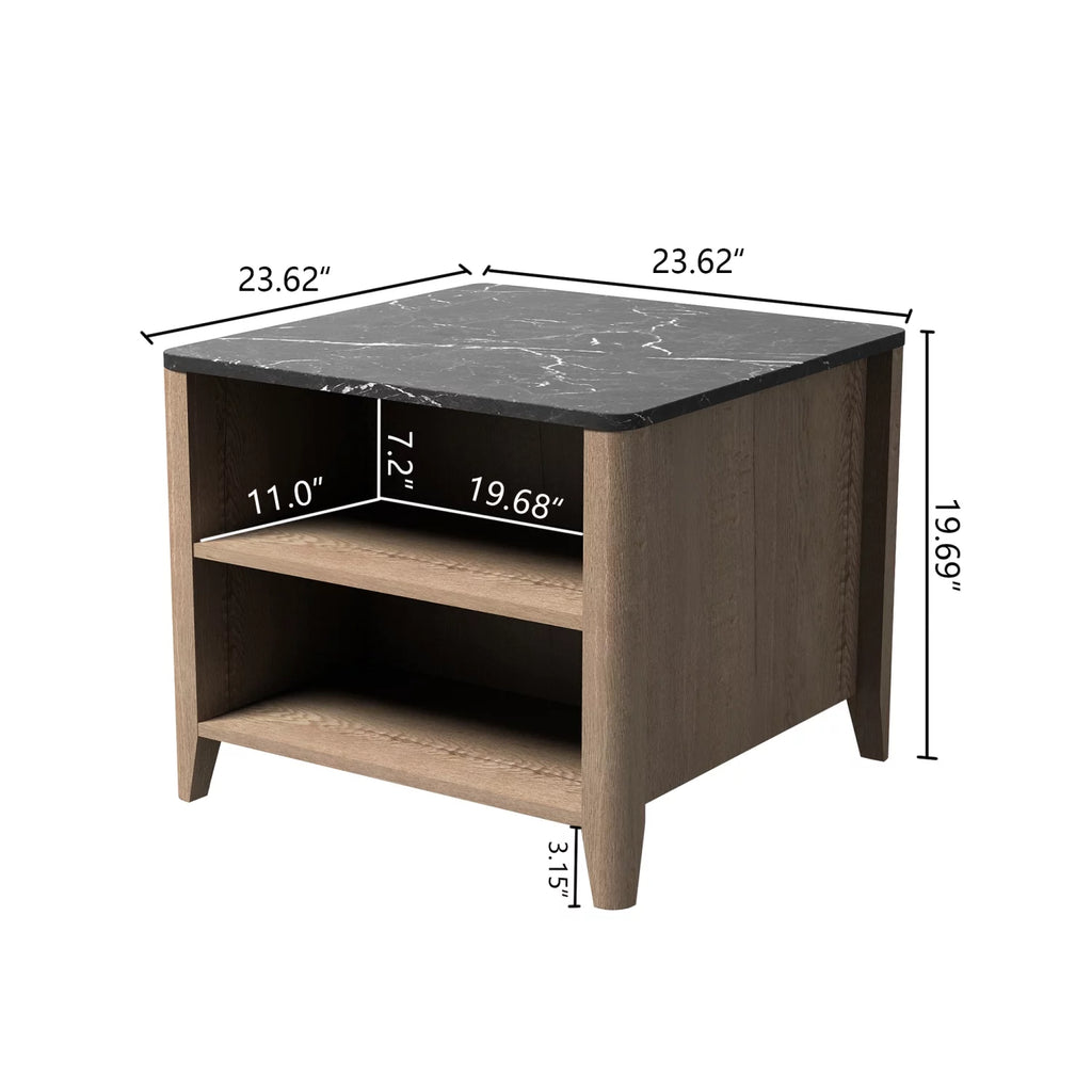 Tobacco Wood Grain Coffee Table with 2 Open Shelf O8215