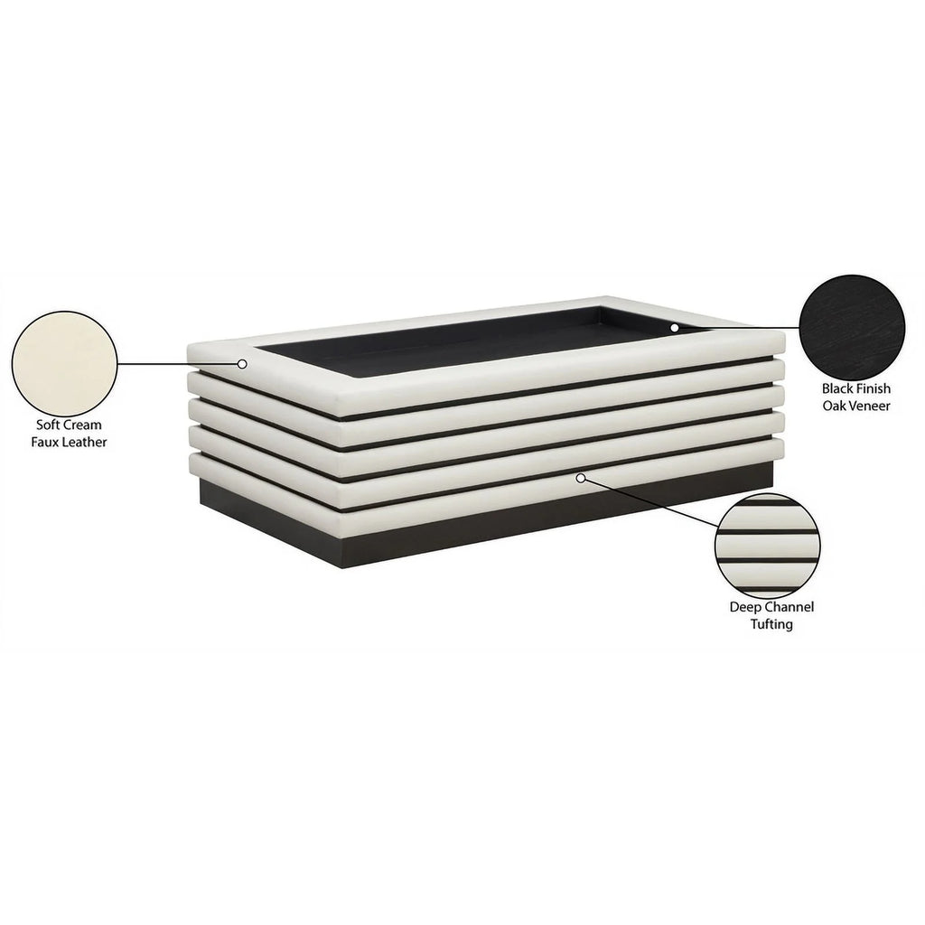 Cream Vegan Leather Coffee Table M540