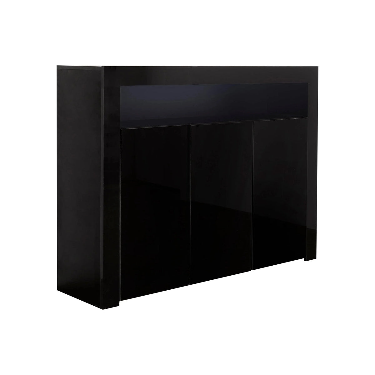 Black High Gloss Sideboard Storage Cabinet with LED Light U78384