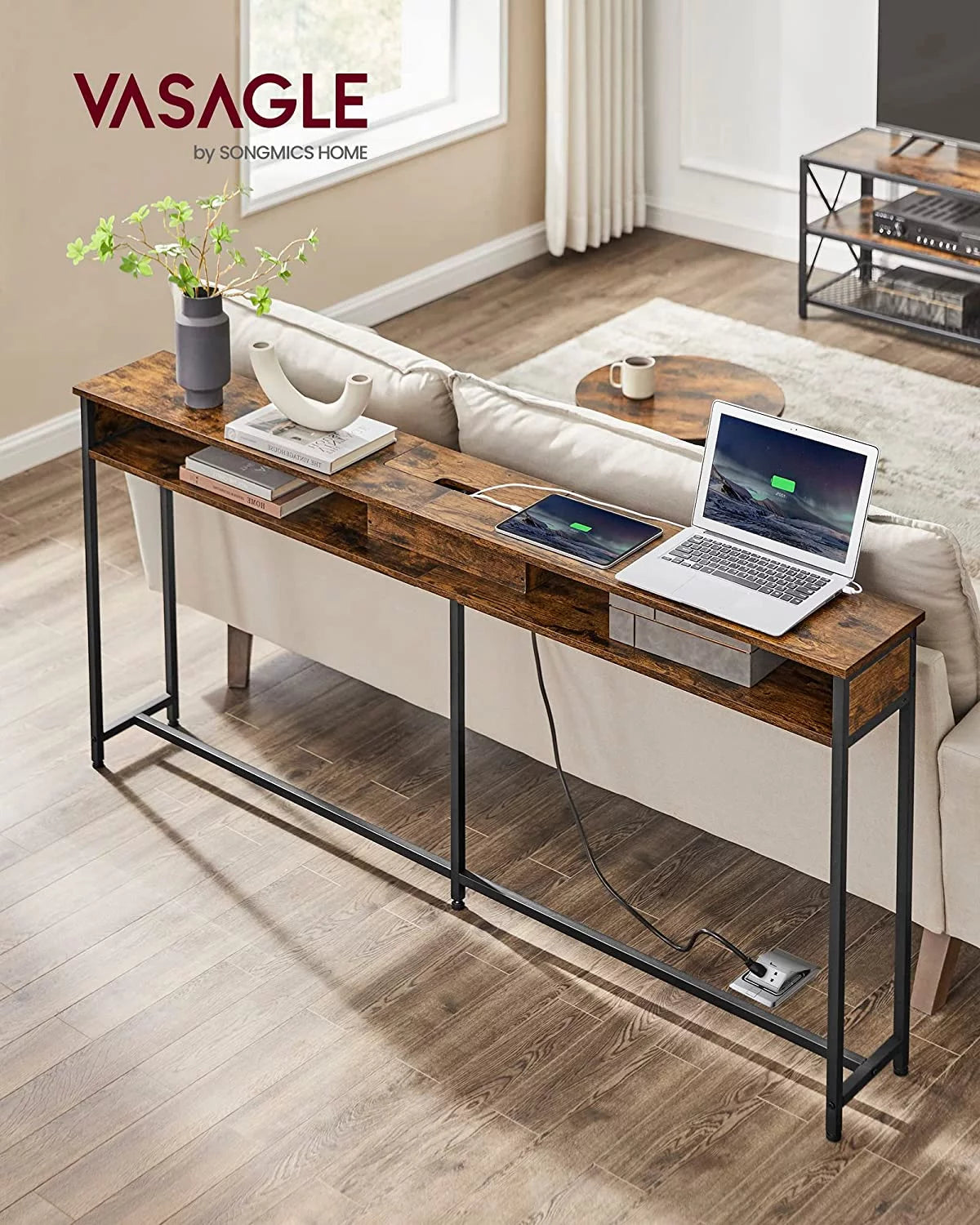 Narrow Console Table with 2 Outlet and 2 USB Ports O63400