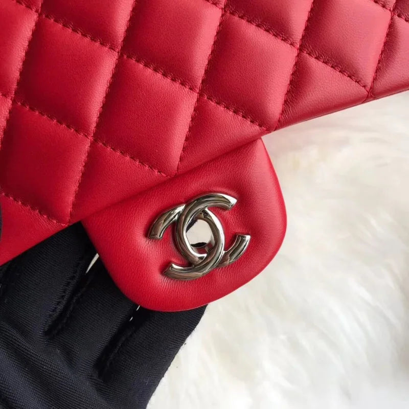 Red Medium Lambskin Leather Flap Bag U649280