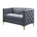 Light Gray Tufted Fabric Loveseat J557200