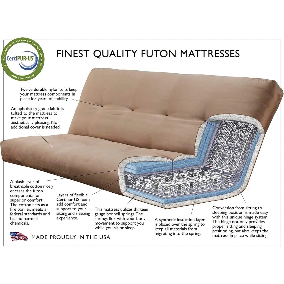 Black Futon Frame with Aqua Linen Mattress Z394521
