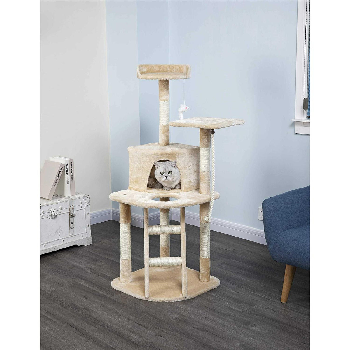 Beige Cat Tree Condo with Sisal Covered Posts G863915