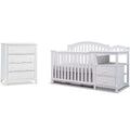 White Baby Crib with Changing Table and Dresser Chest 2 Piece Set O9886