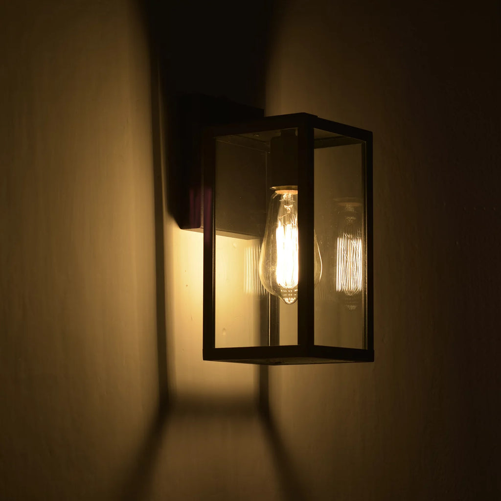 Waterproof Outdoor Wall Light with Seeded Glass, Matte Black X627020