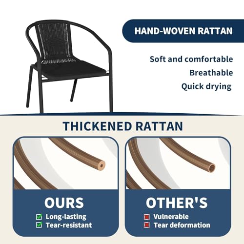 Black Set of 6 Rattan Stackable Outdoor Dining Chairs Z217