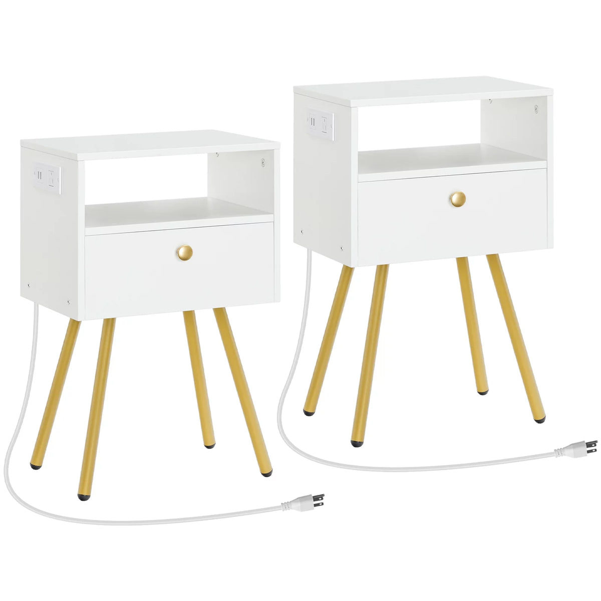Set of 2 Nightstands with USB Ports and Outlet K4812