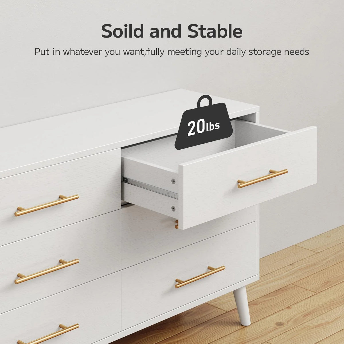 White 6 Drawer Wood Dresser A66104