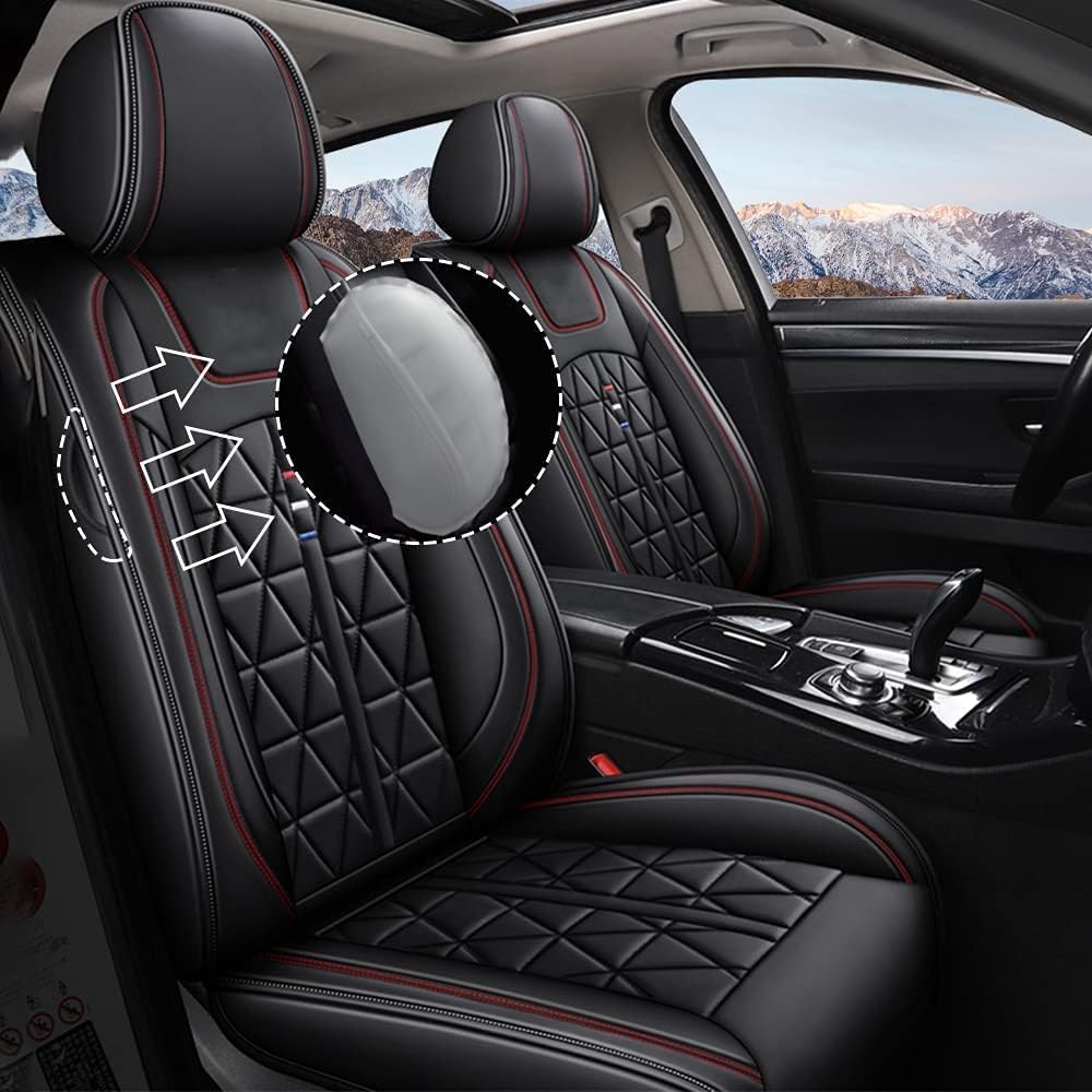 Custom Car Seat Covers Full Set 5 Seats Faux Leather Waterproof Black A5008