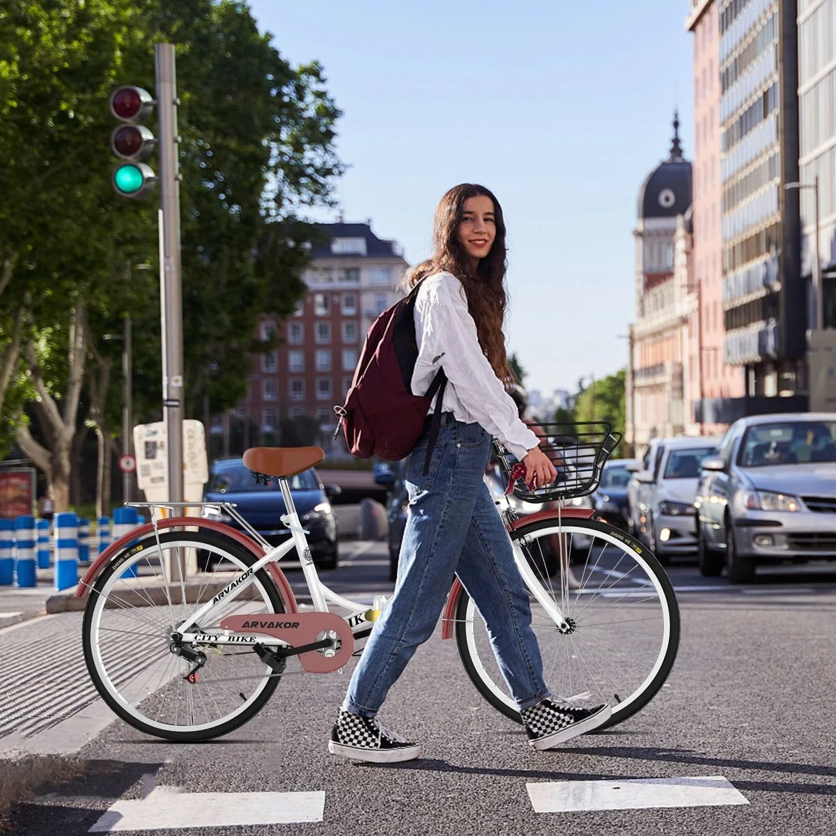 26 Inch White Cruiser Bike A85550