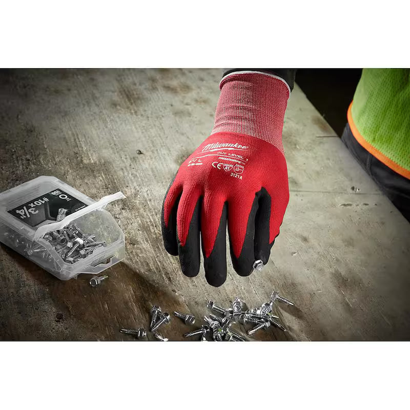 Medium Red Nitrile Cut Resistant Work Gloves 30-Pack N83064
