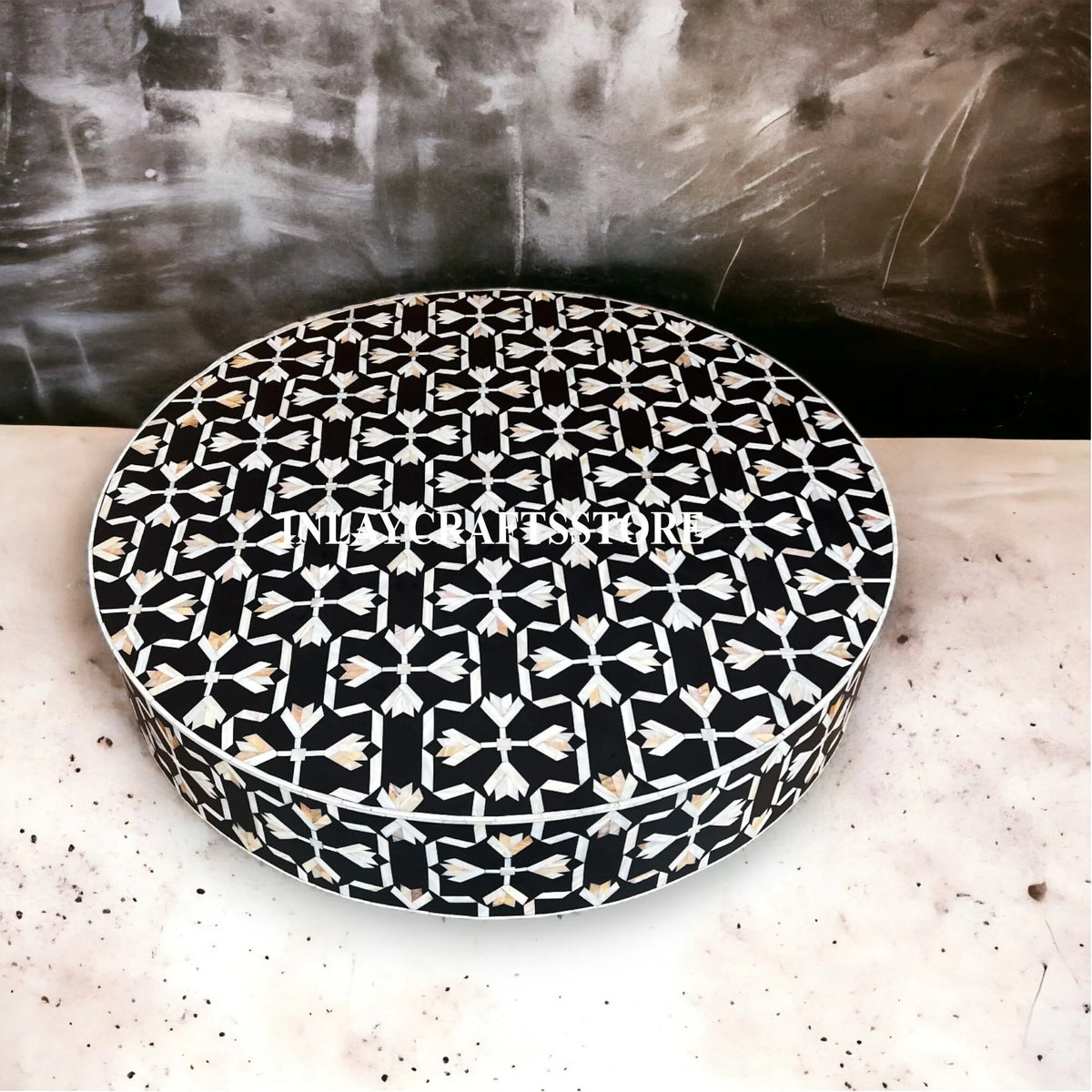 Black Mother of Pearl Round Coffee Table Z796727