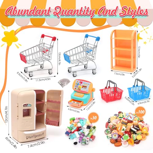 Miniature Shopping Cart Toy Dollhouse Grocery Trolley Model V128419