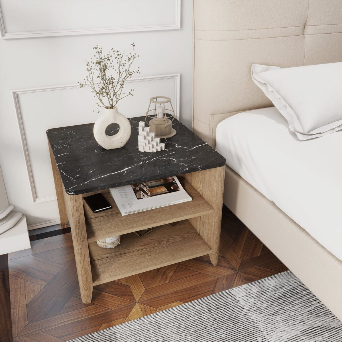 Tobacco Wood Grain Coffee Table with 2 Open Shelf O8215