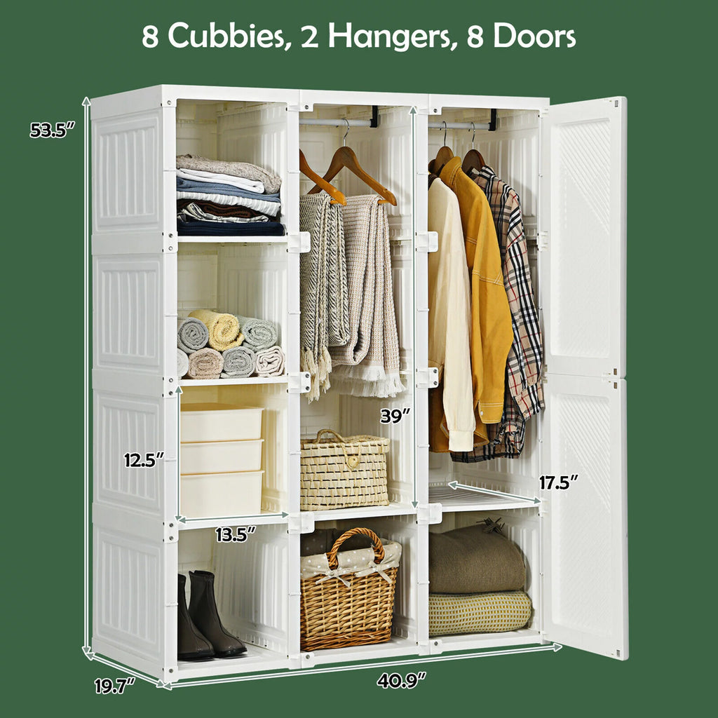 Portable Foldable Closet with 8 Cubes K8175