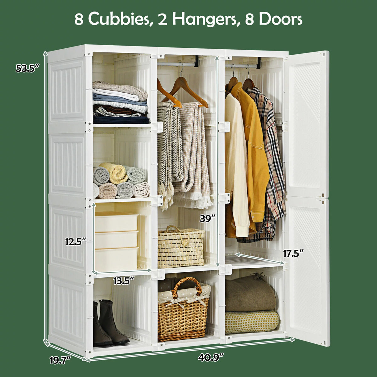 Portable Foldable Closet with 8 Cubes K8175