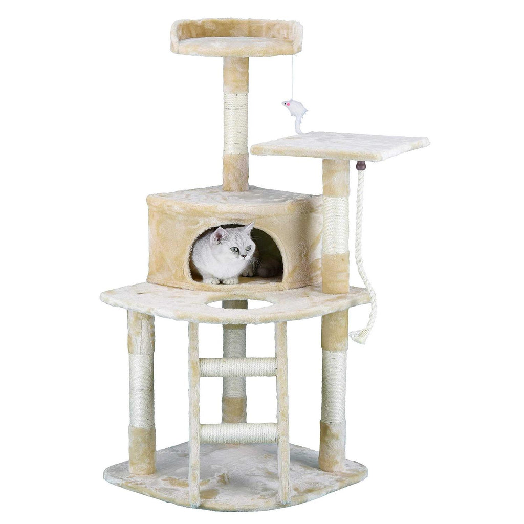 Beige Cat Tree Condo with Sisal Covered Posts G863915