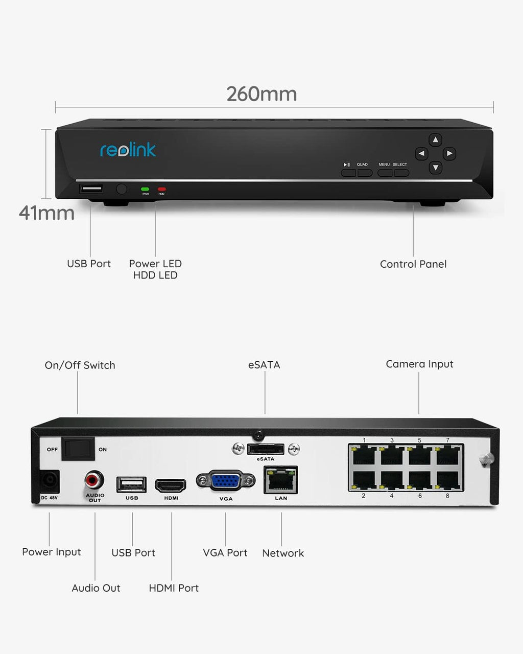 4K 8 Channel Network Video Recorder with 2TB Hard Drive V860