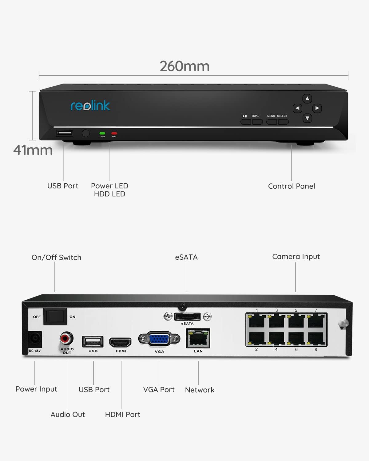 4K 8 Channel Network Video Recorder with 2TB Hard Drive V860