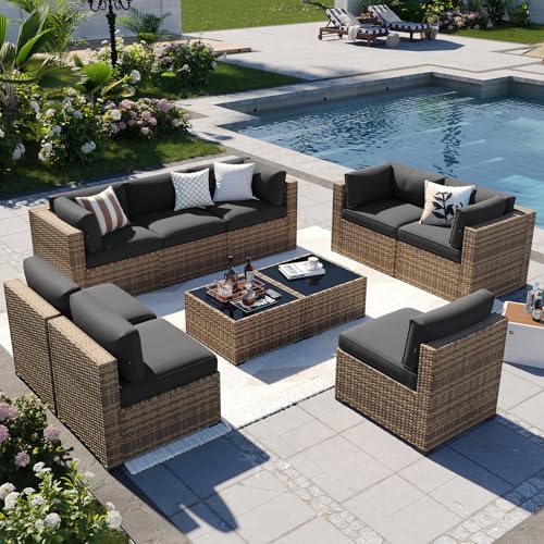 7-Piece Wicker Patio Furniture Set with Cushions G189