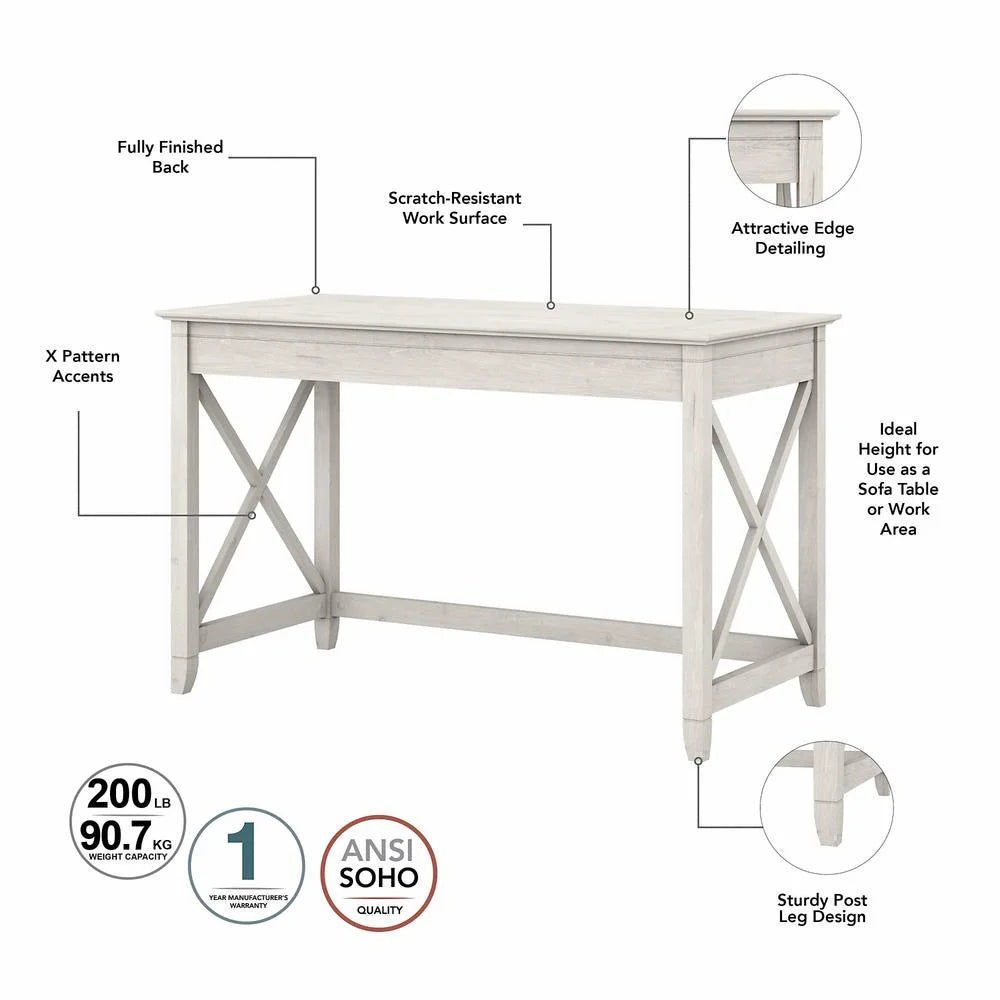 White Oak Engineered Wood Writing Desk with Tufted Chair V165765