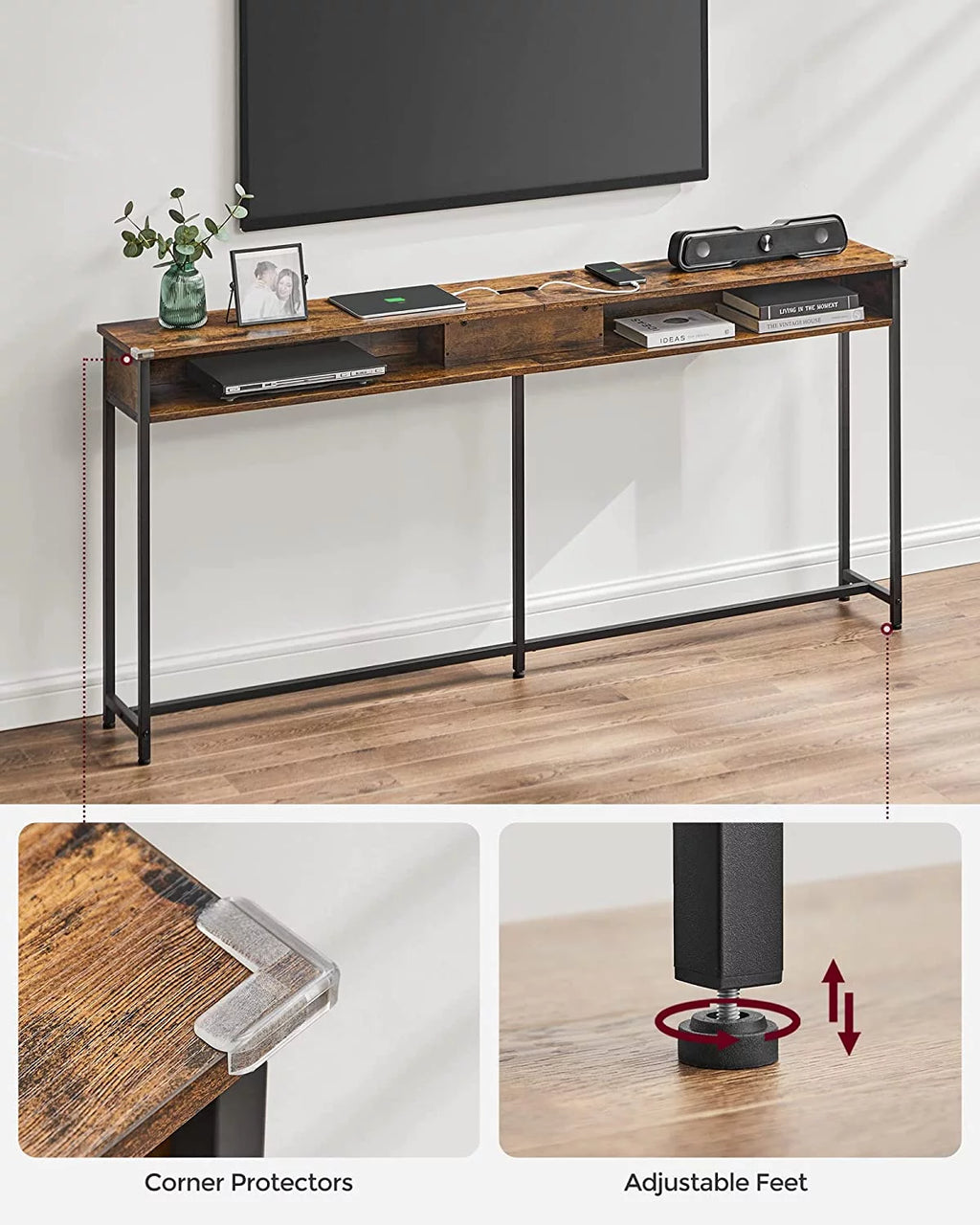 Narrow Console Table with 2 Outlet and 2 USB Ports O63400