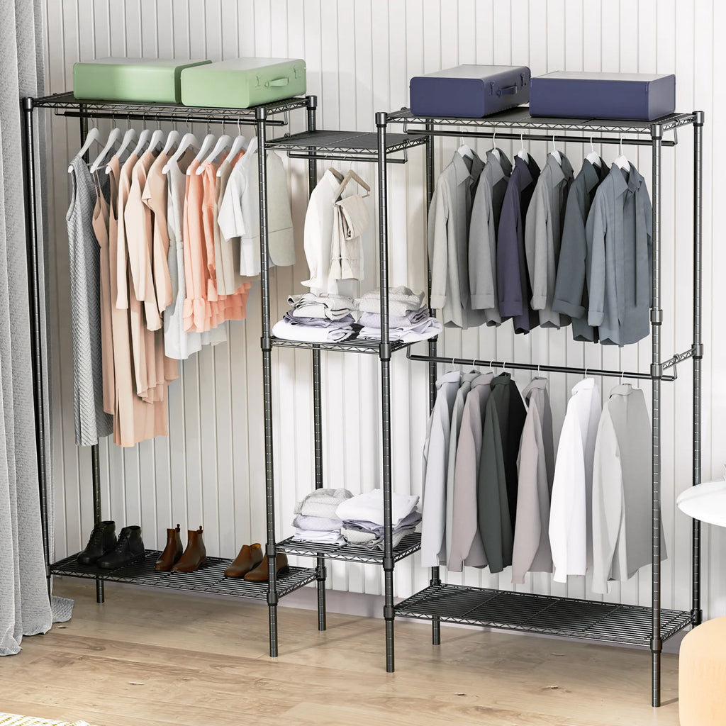 Heavy Duty Black Wire Garment Rack with Adjustable Shelves E3592